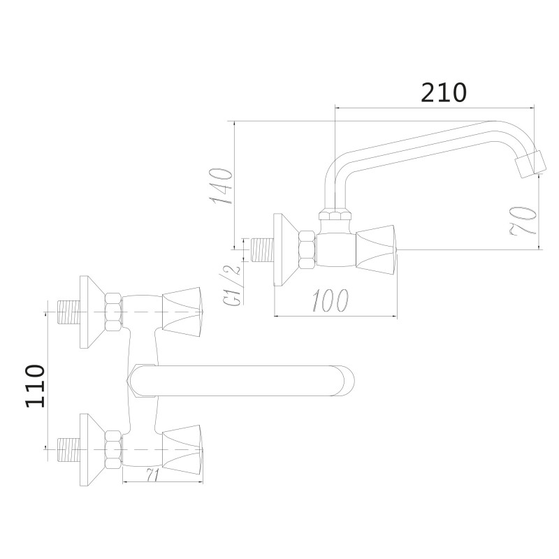 110mm 2 Waters Wall Mounted OAS