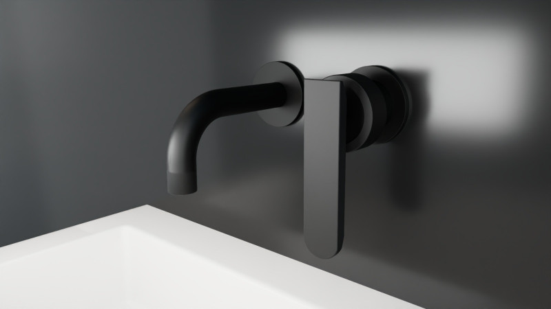 BLACK BUILT IN SINK 16CM PIPE