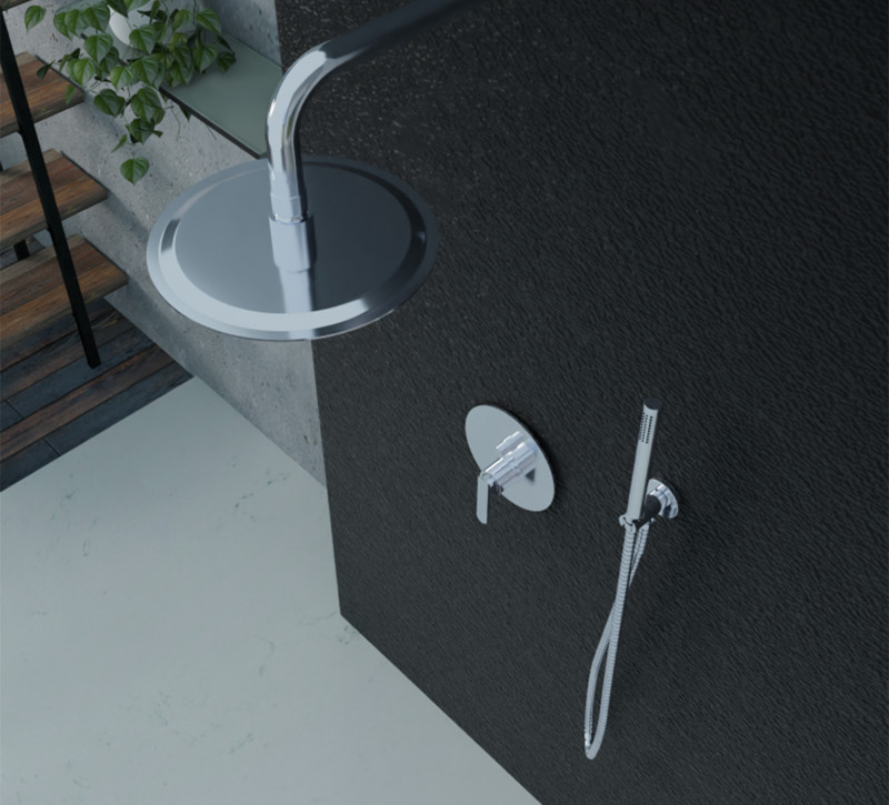 CHROME BUILT IN BATHSHOWER KIT