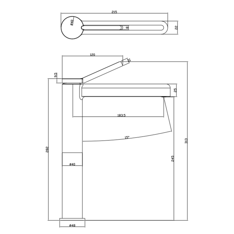 GUNMETAL BASIN MIXER