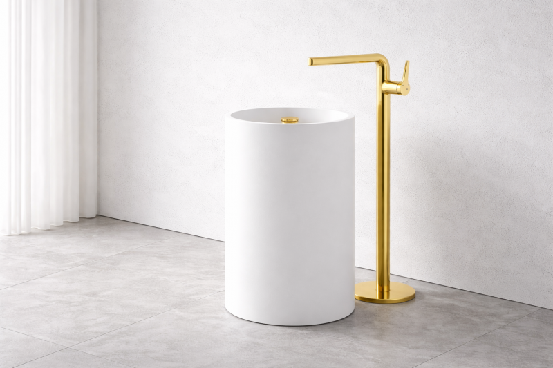 Lavabo con columna a suelo