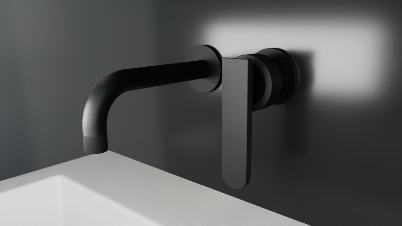 LAVABO MURAL NEGRO CAÑO 21CM