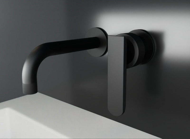 LAVABO MURAL NEGRO CAÑO 21CM