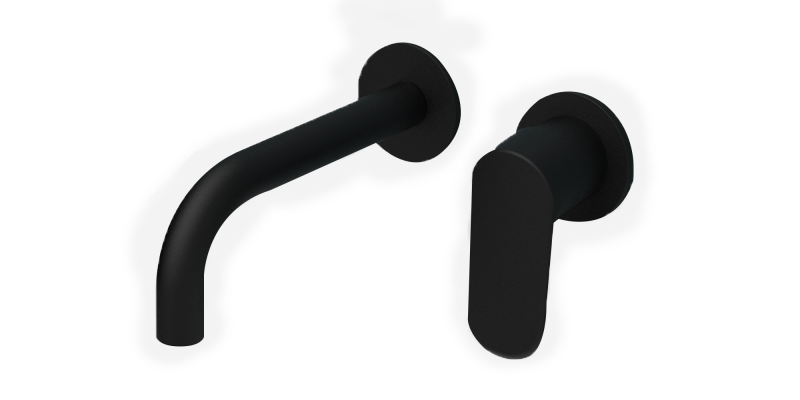LONG BLACK WALL-MOUNTED BASIN MIXER