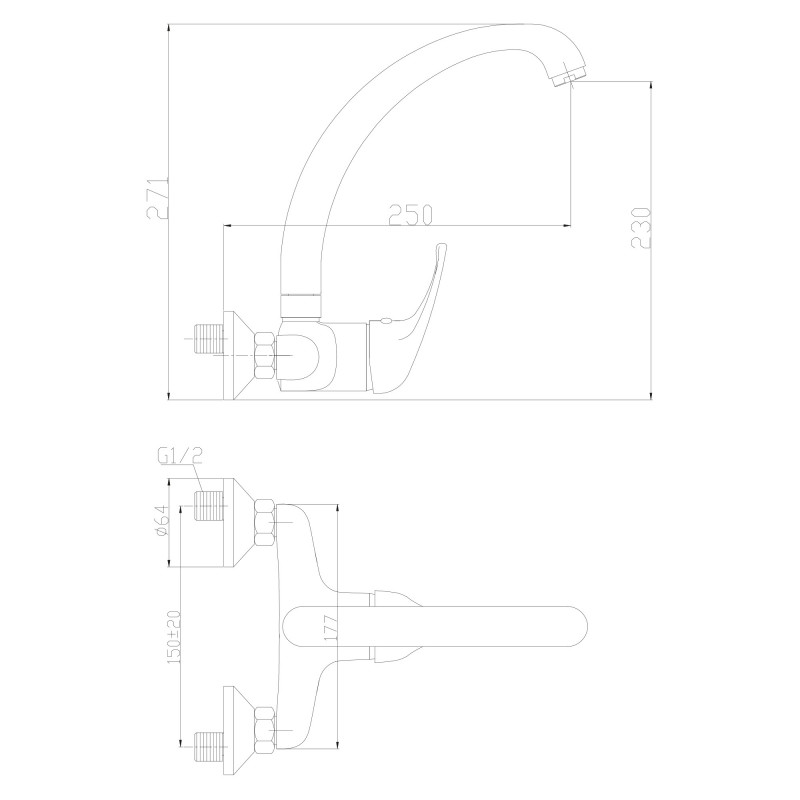 Rialto  115 2 Waters Wall Mounted