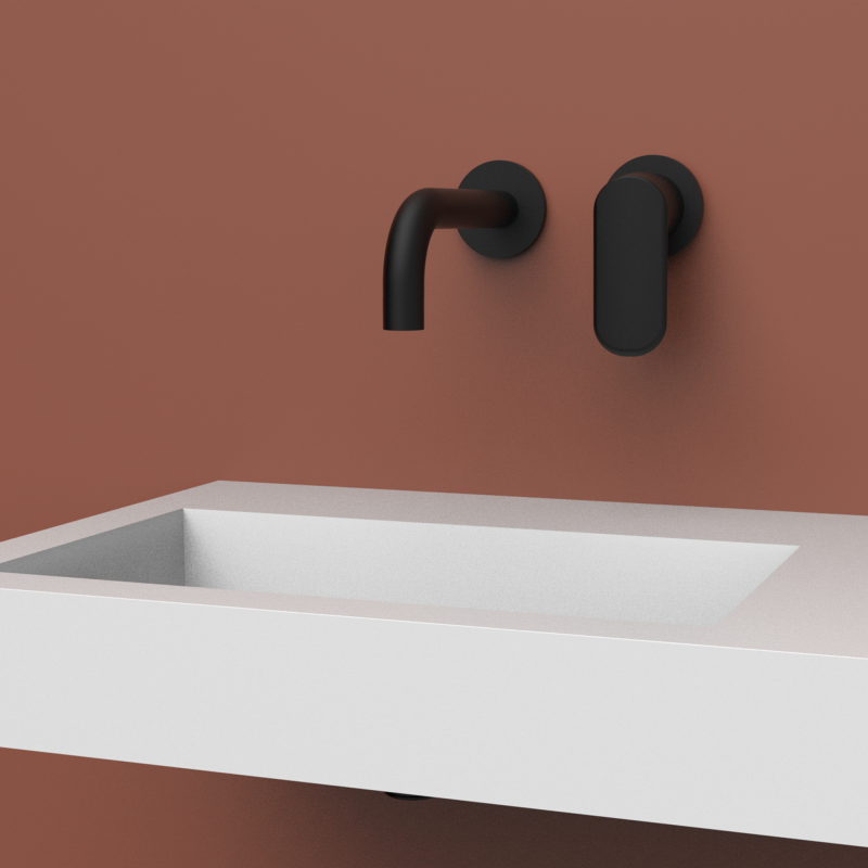 SHORT BLACK WALL-MOUNTED BASIN MIXER