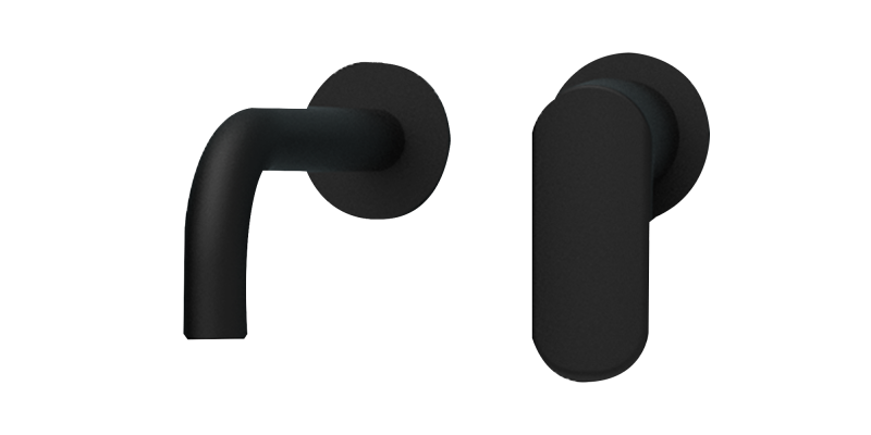 SHORT BLACK WALL-MOUNTED BASIN MIXER