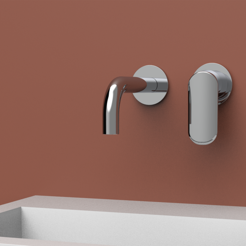 SHORT CHROME WALL-MOUNTED BASIN MIXER