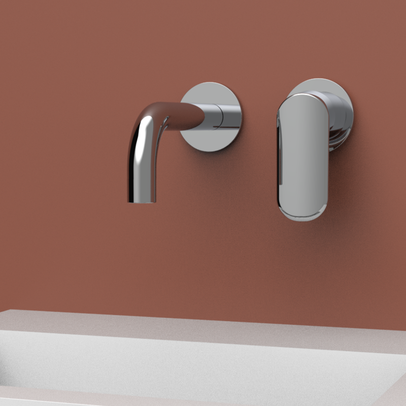 SHORT CHROME WALL-MOUNTED BASIN MIXER