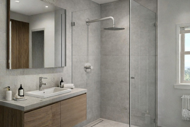 STAINLESS STEEL BUILT-IN SHOWER